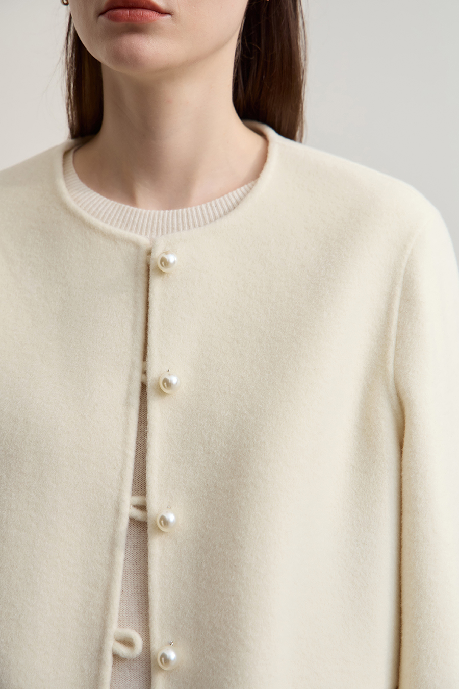 Short Loose Wool Double-Faced Tweed Coat|AMII-AMII.com