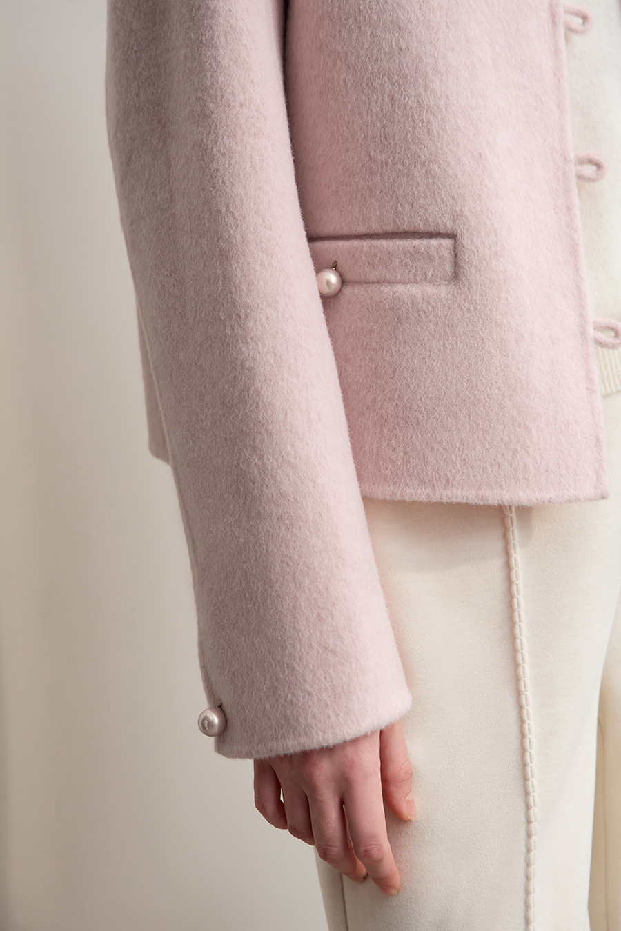 Short Loose Wool Double-Faced Tweed Coat|AMII-AMII.com