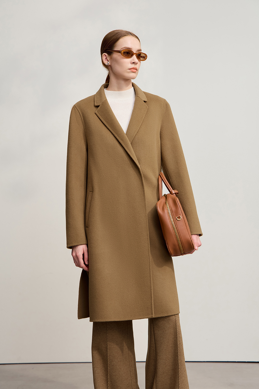 Side Slit Mid-Length Double-Faced Tweed Coat|AMII-AMII.com