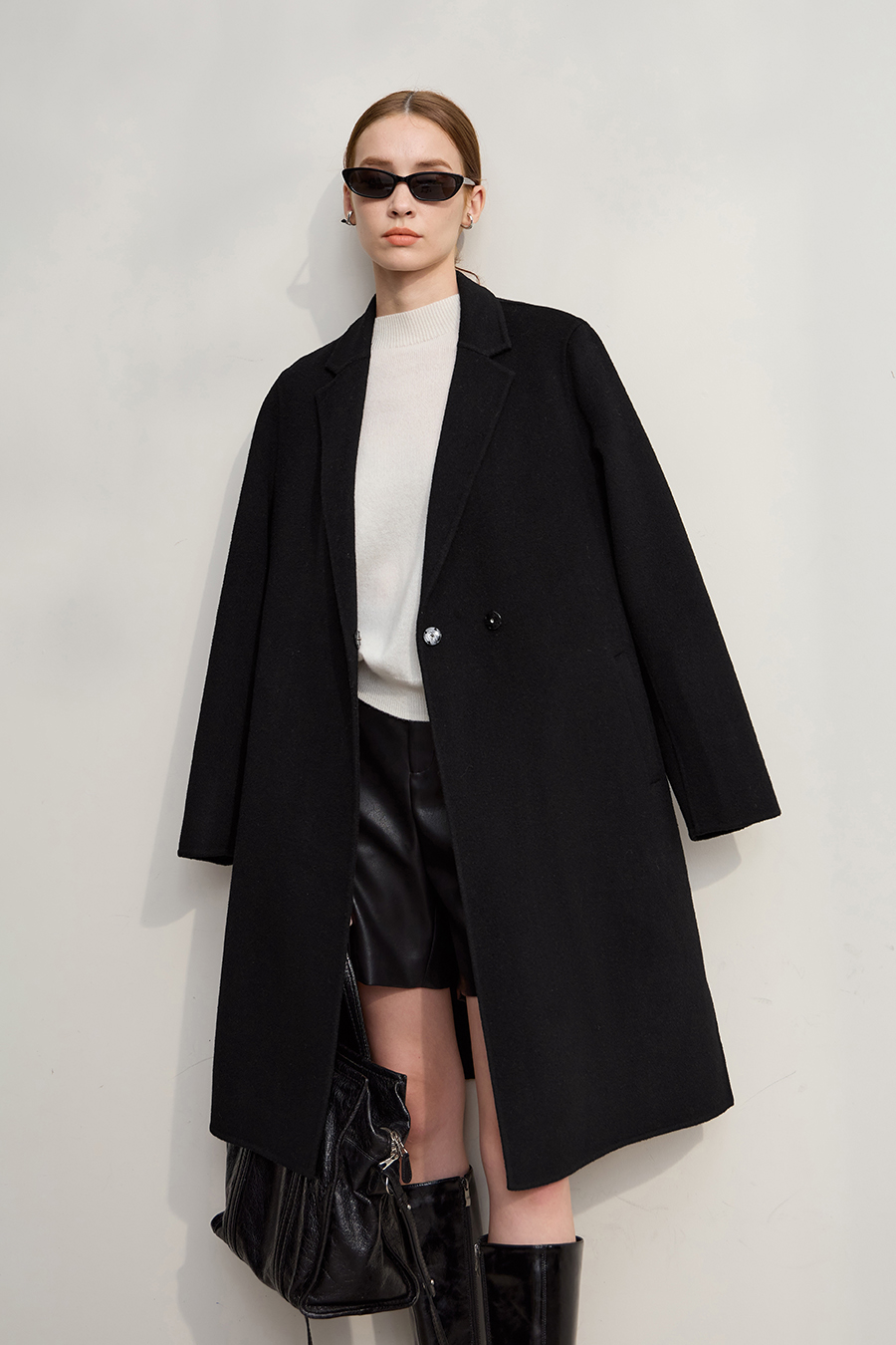 Side Slit Mid-Length Double-Faced Tweed Coat|AMII-AMII.com