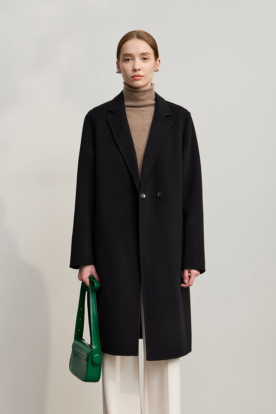 Side Slit Mid-Length Double-Faced Tweed Coat|AMII-AMII.com