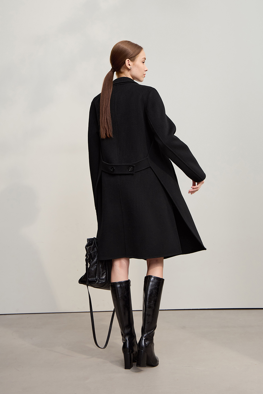 Side Slit Mid-Length Double-Faced Tweed Coat|AMII-AMII.com