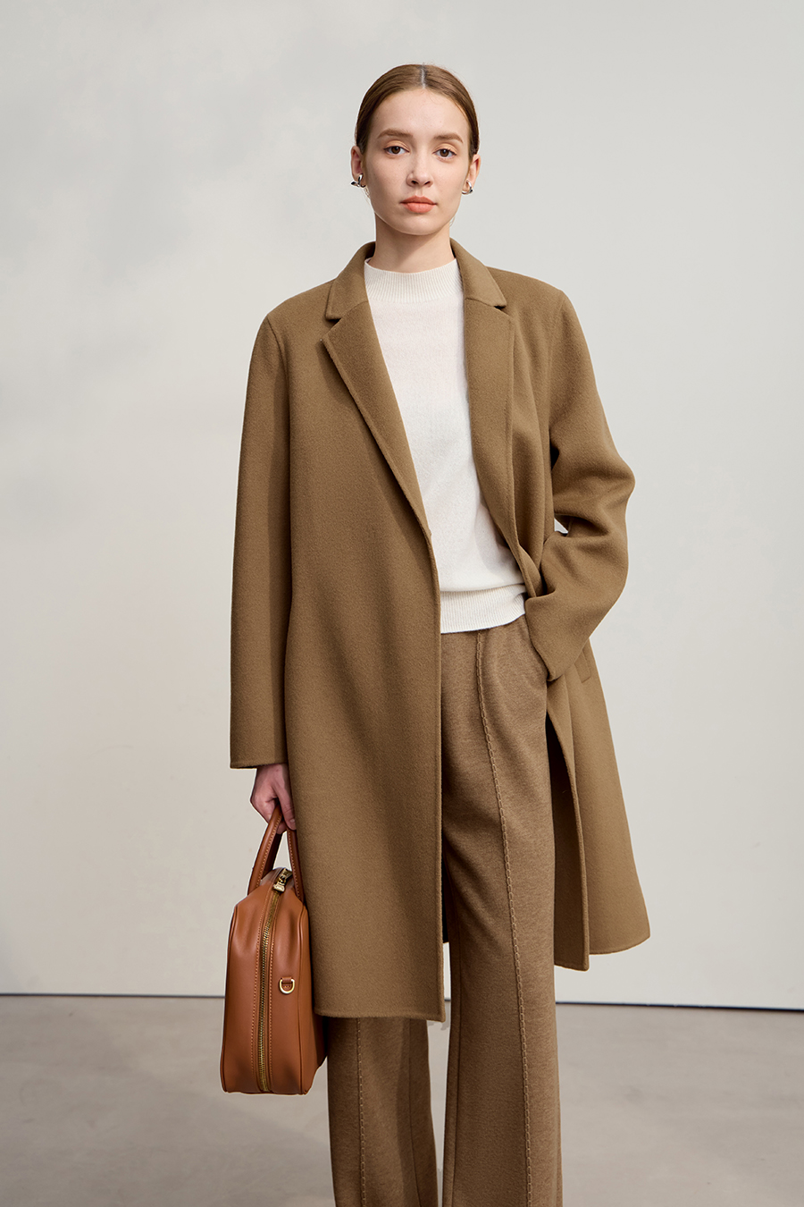 Side Slit Mid-Length Double-Faced Tweed Coat|AMII-AMII.com