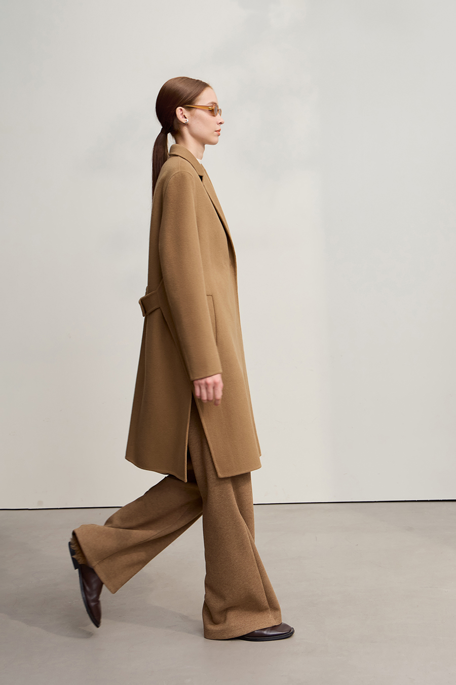 Side Slit Mid-Length Double-Faced Tweed Coat|AMII-AMII.com