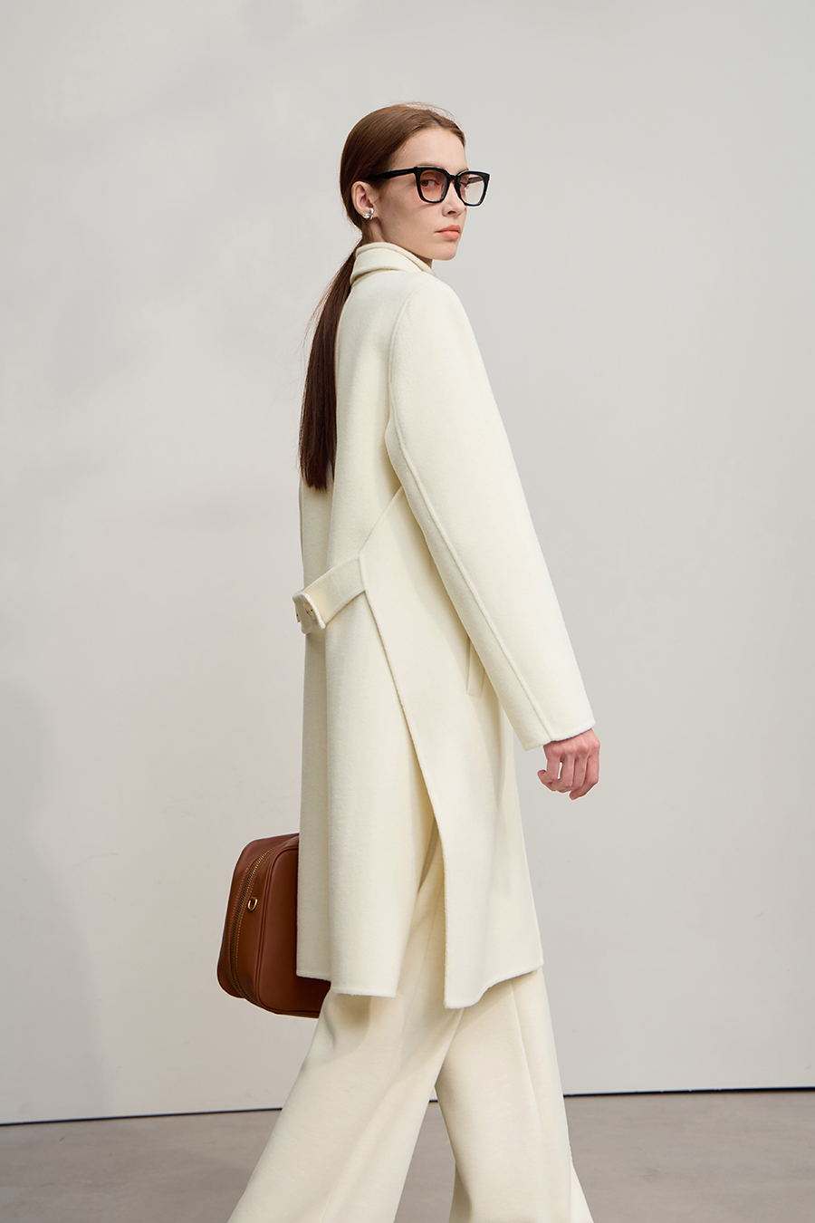 Side Slit Mid-Length Double-Faced Tweed Coat|AMII-AMII.com