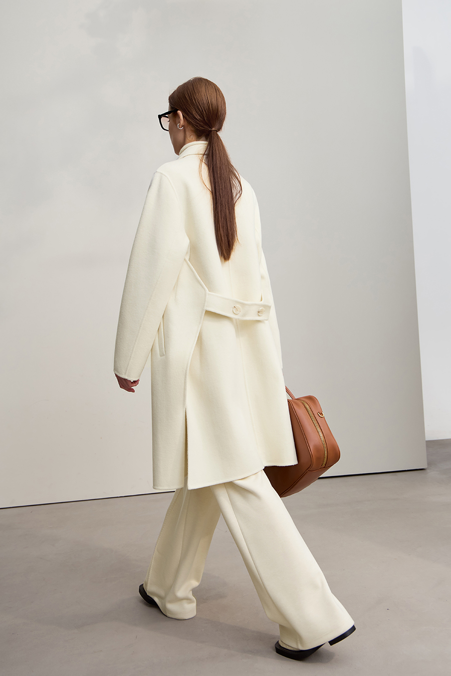 Side Slit Mid-Length Double-Faced Tweed Coat|AMII-AMII.com