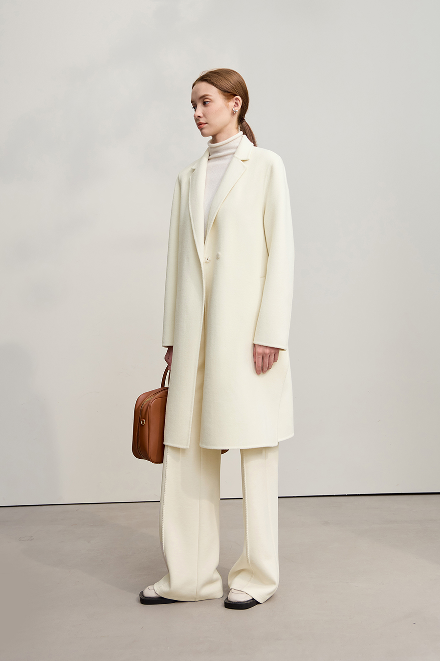 Side Slit Mid-Length Double-Faced Tweed Coat|AMII-AMII.com