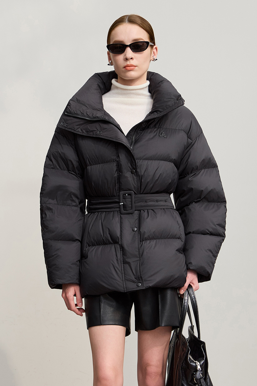 Belted Mid - Length Down Jacket|AMII-AMII.com