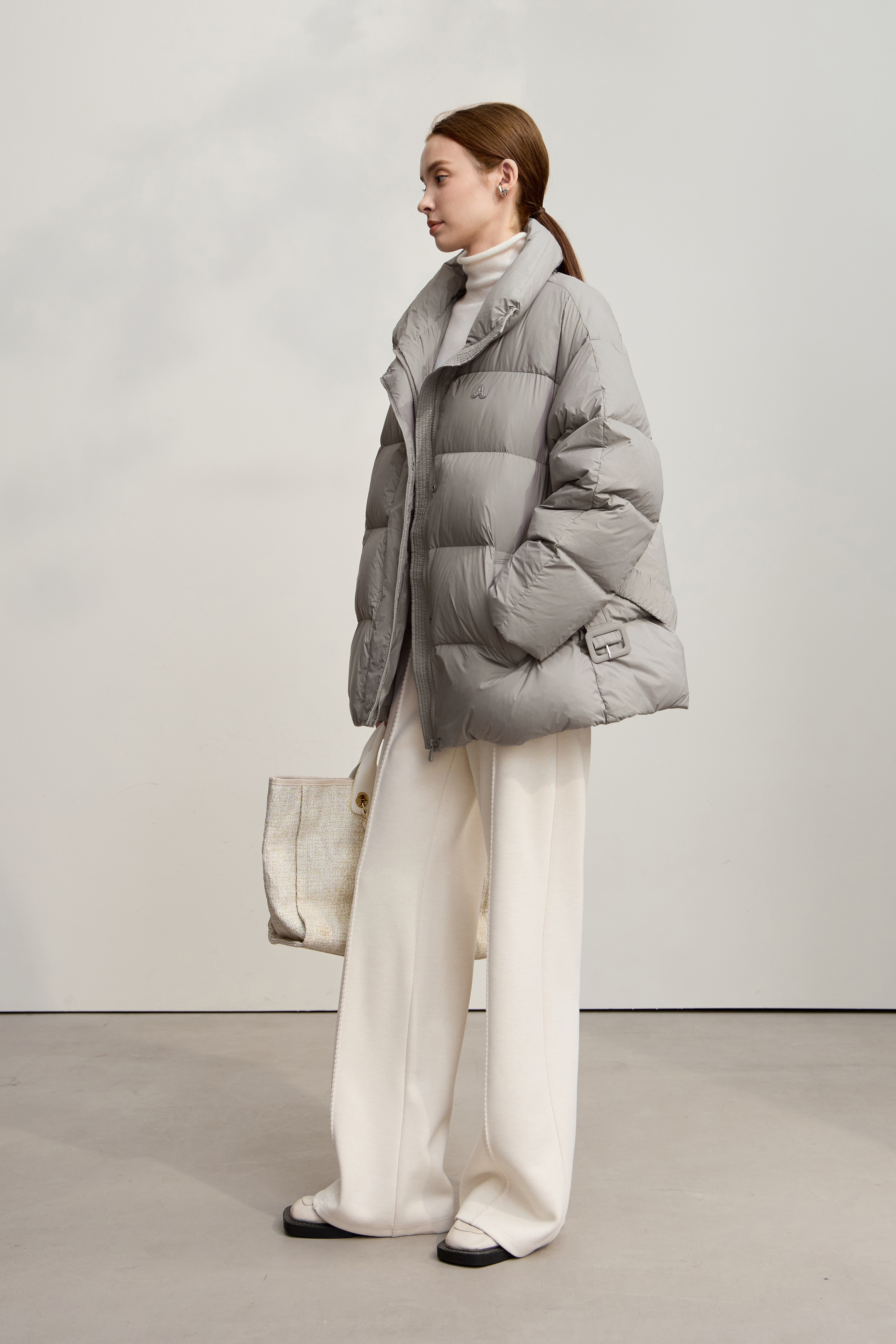 Belted Mid - Length Down Jacket|AMII-AMII.com