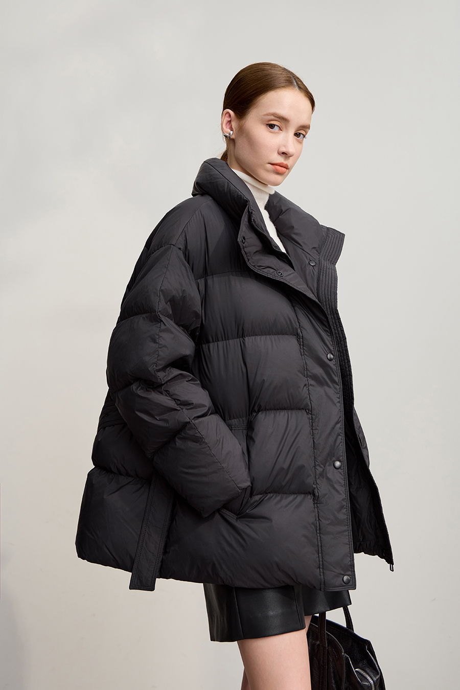 Belted Mid - Length Down Jacket|AMII-AMII.com