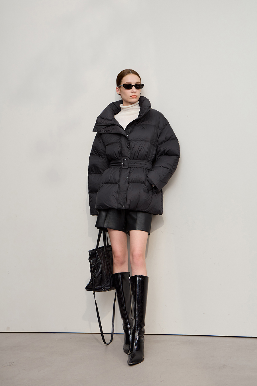 Belted Mid - Length Down Jacket|AMII-AMII.com