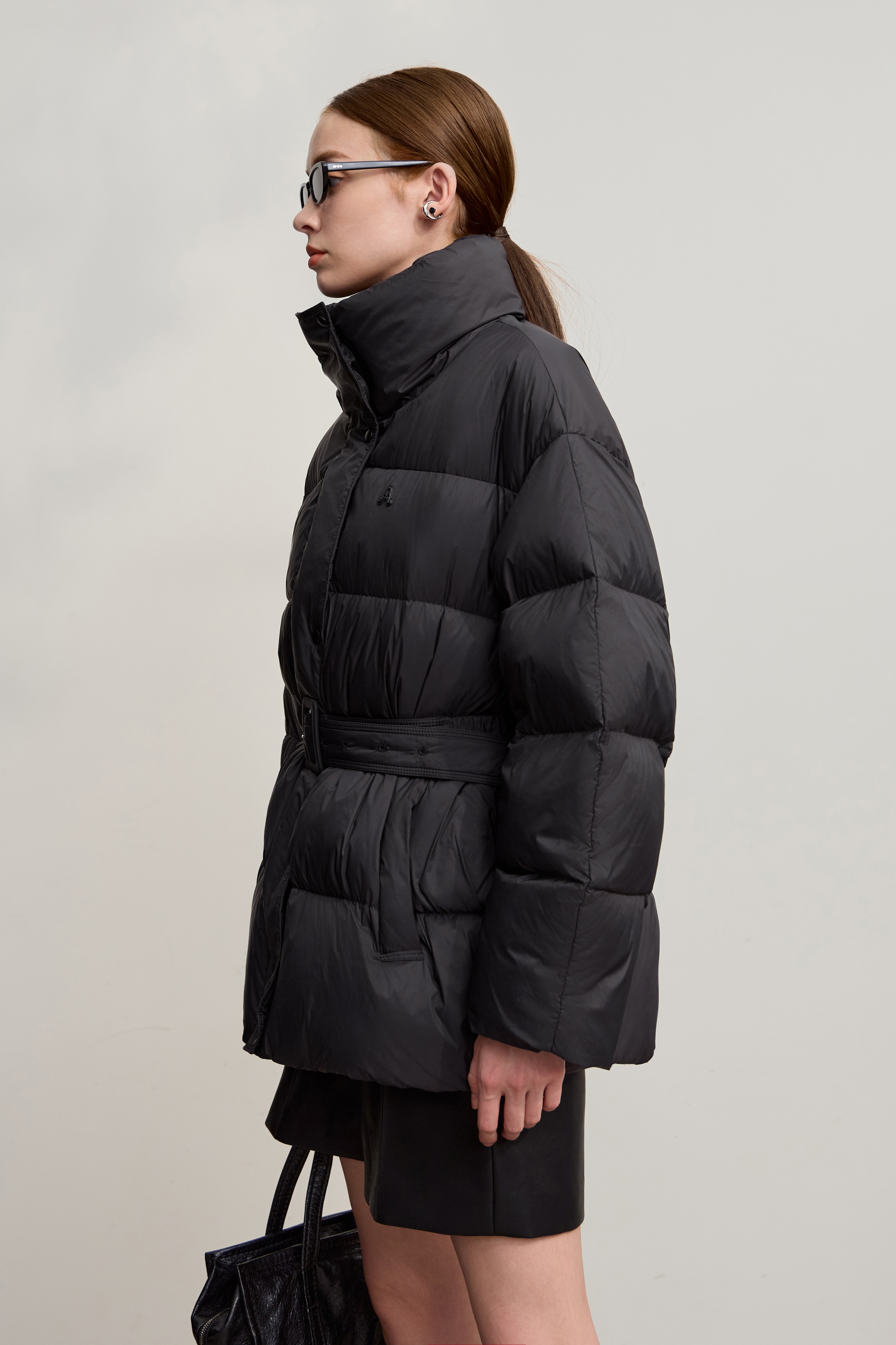 Belted Mid - Length Down Jacket|AMII-AMII.com