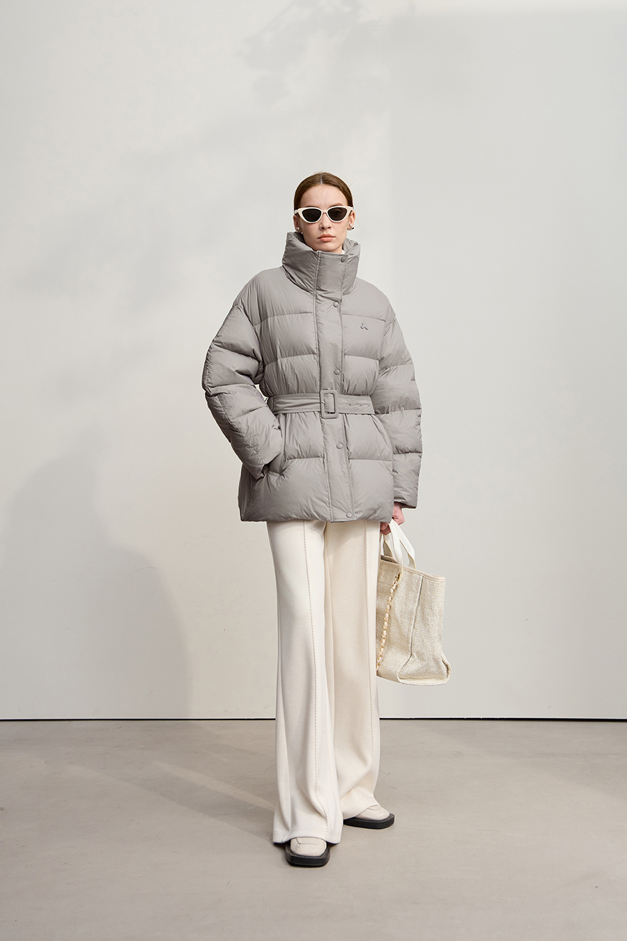 Belted Mid - Length Down Jacket|AMII-AMII.com