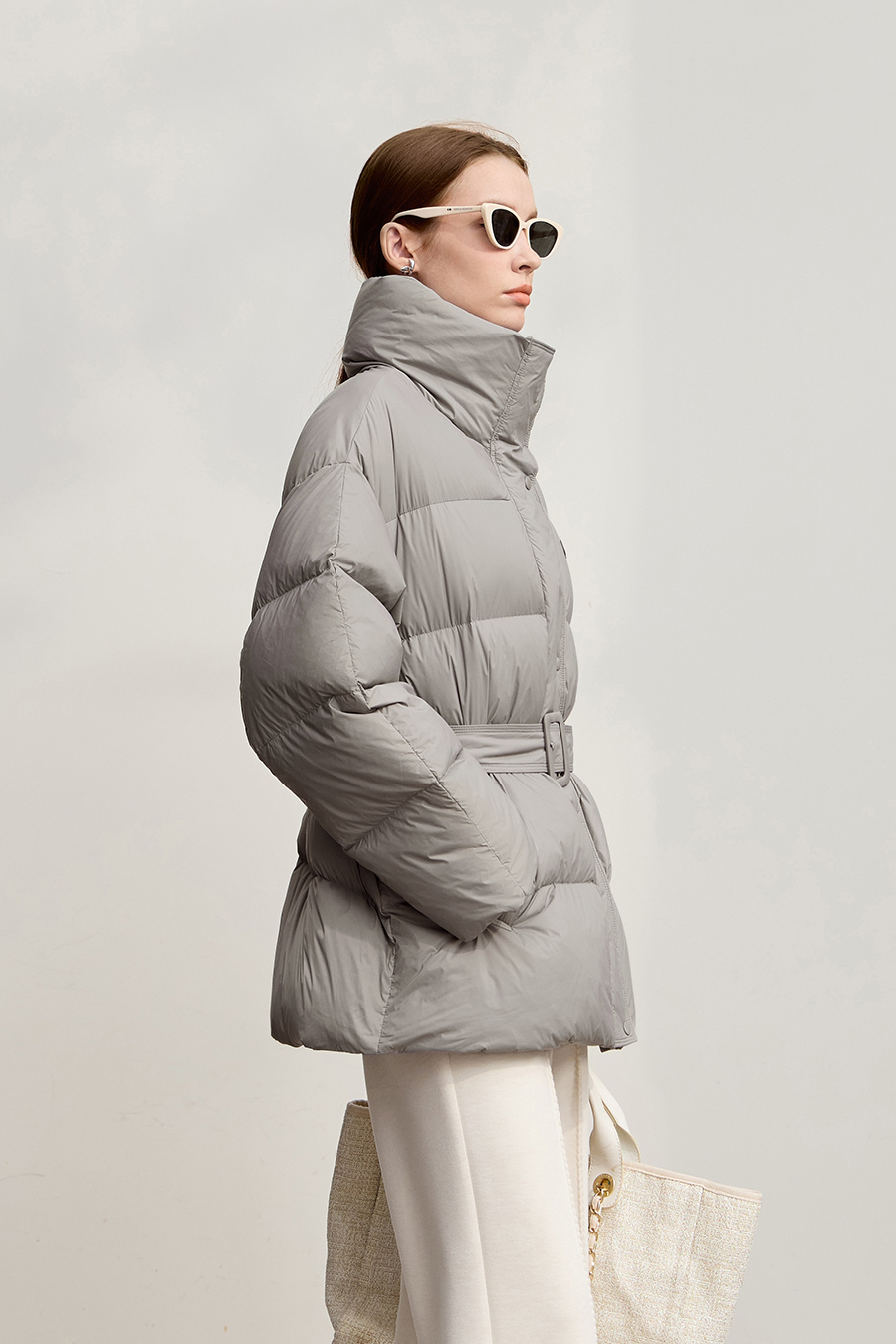 Belted Mid - Length Down Jacket|AMII-AMII.com