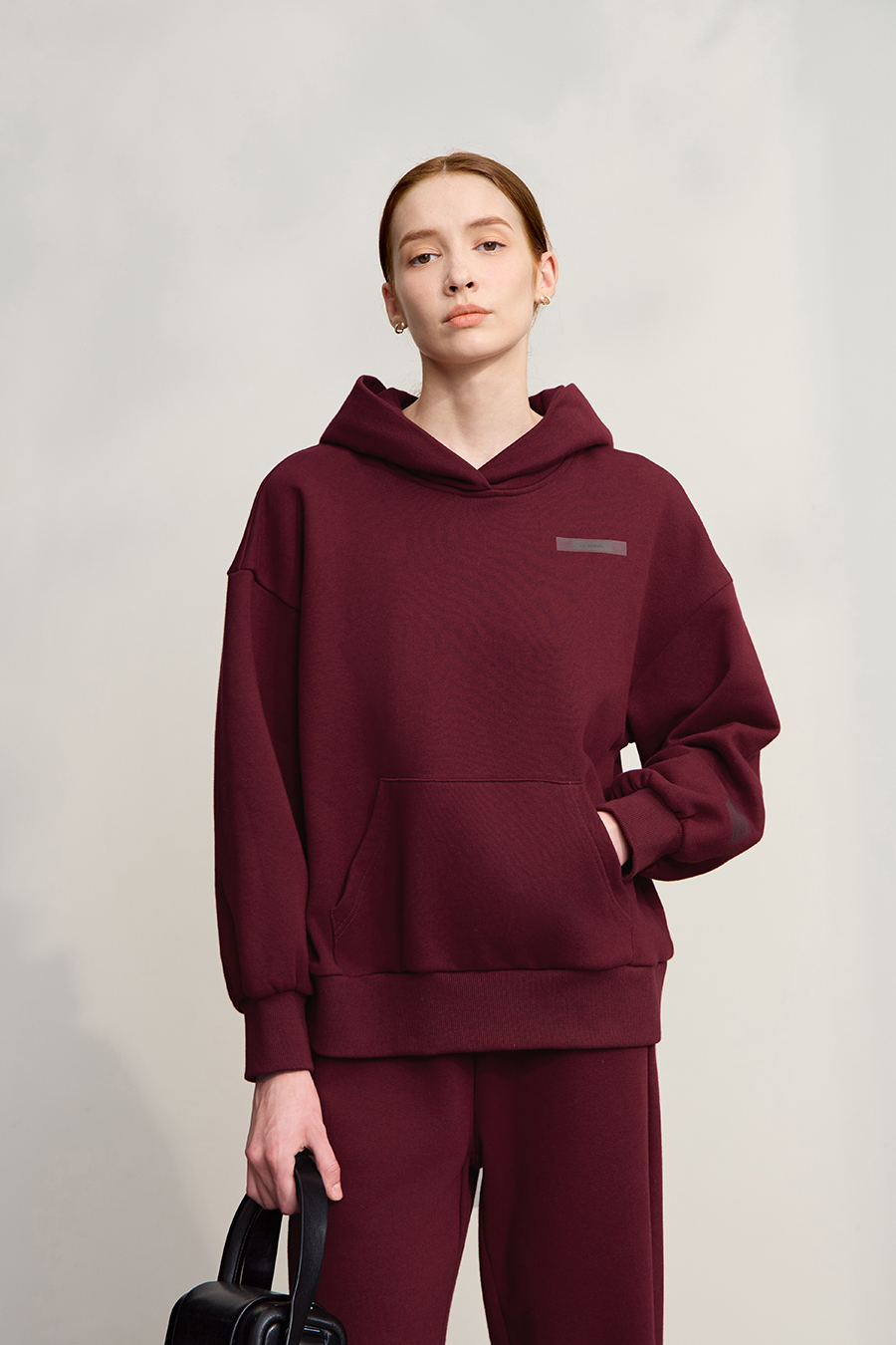 Printed Hooded Brushed Sweatshirt|AMII-AMII.com