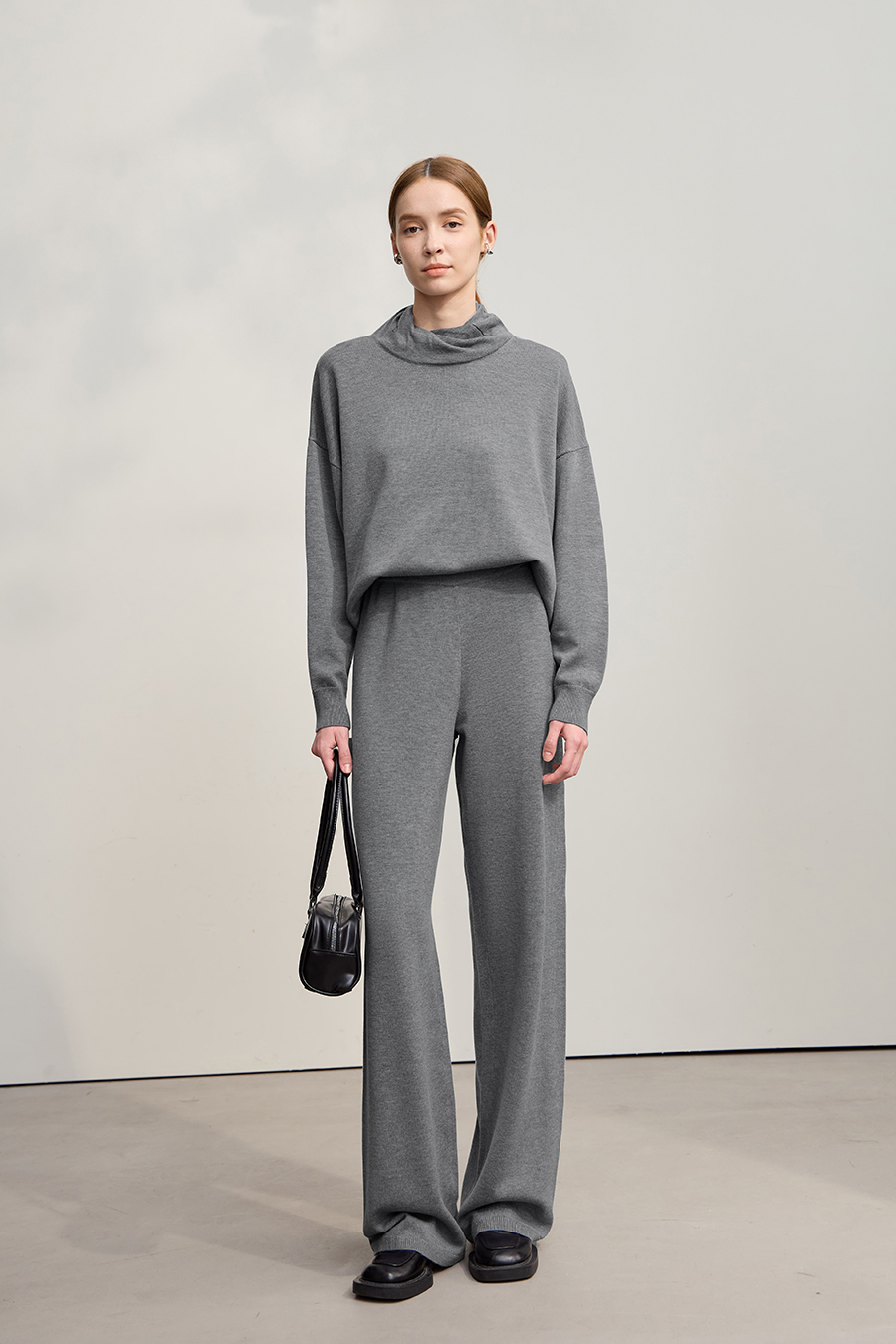 High Neck Drop Shoulder Loose Sweater|AMII-AMII.com