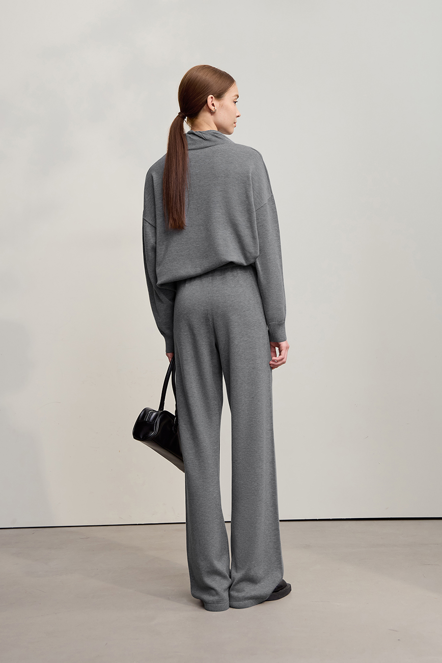 High Neck Drop Shoulder Loose Sweater|AMII-AMII.com