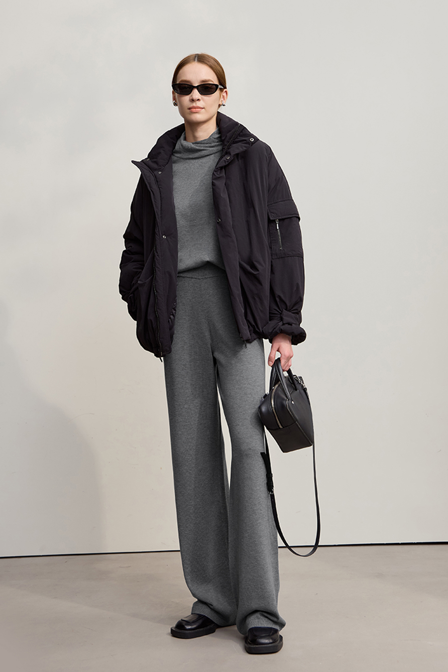 High Neck Drop Shoulder Loose Sweater|AMII-AMII.com