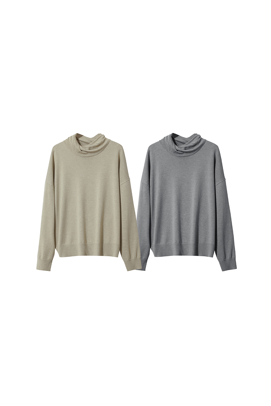 High Neck Drop Shoulder Loose Sweater|AMII-AMII.com