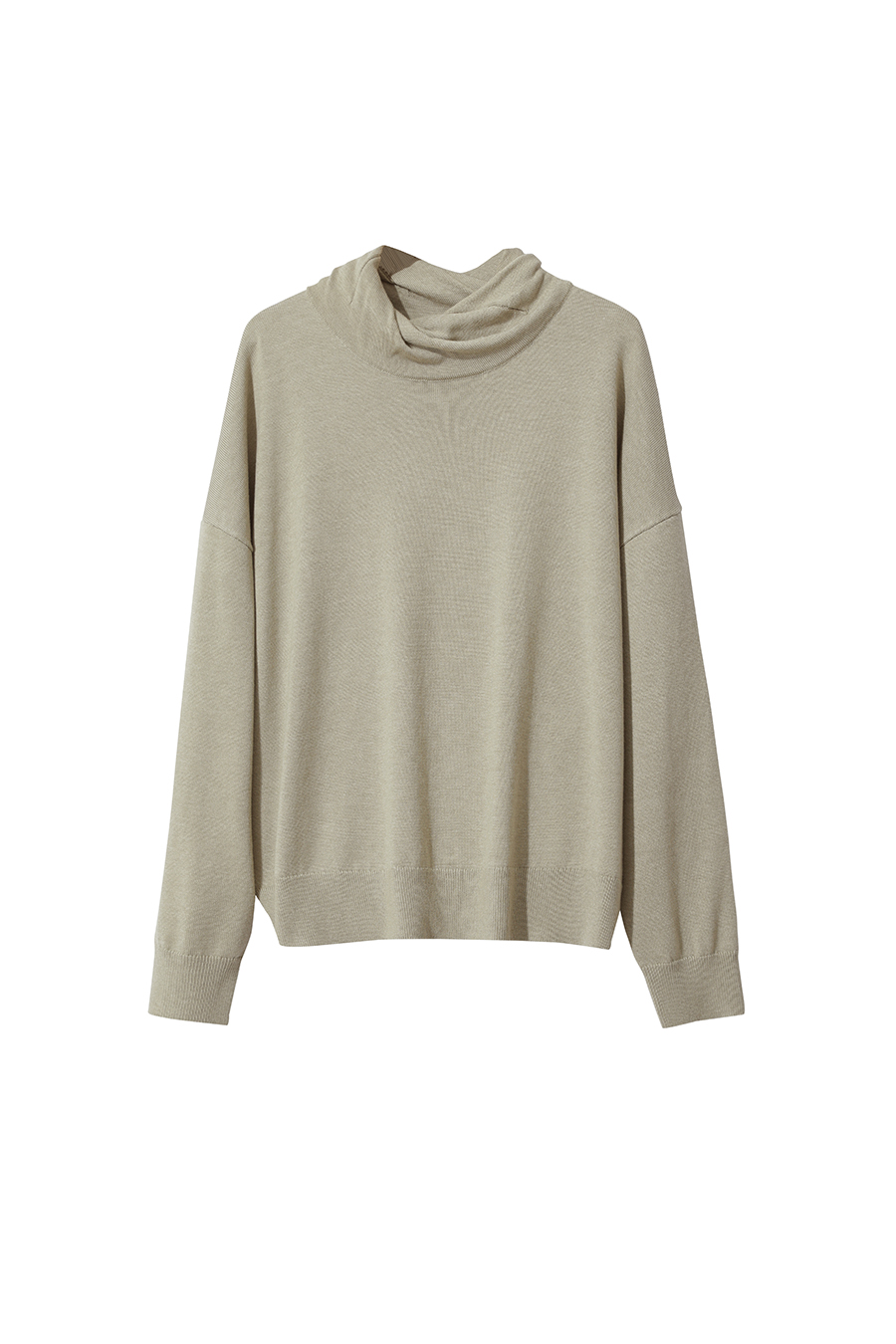 High Neck Drop Shoulder Loose Sweater|AMII-AMII.com
