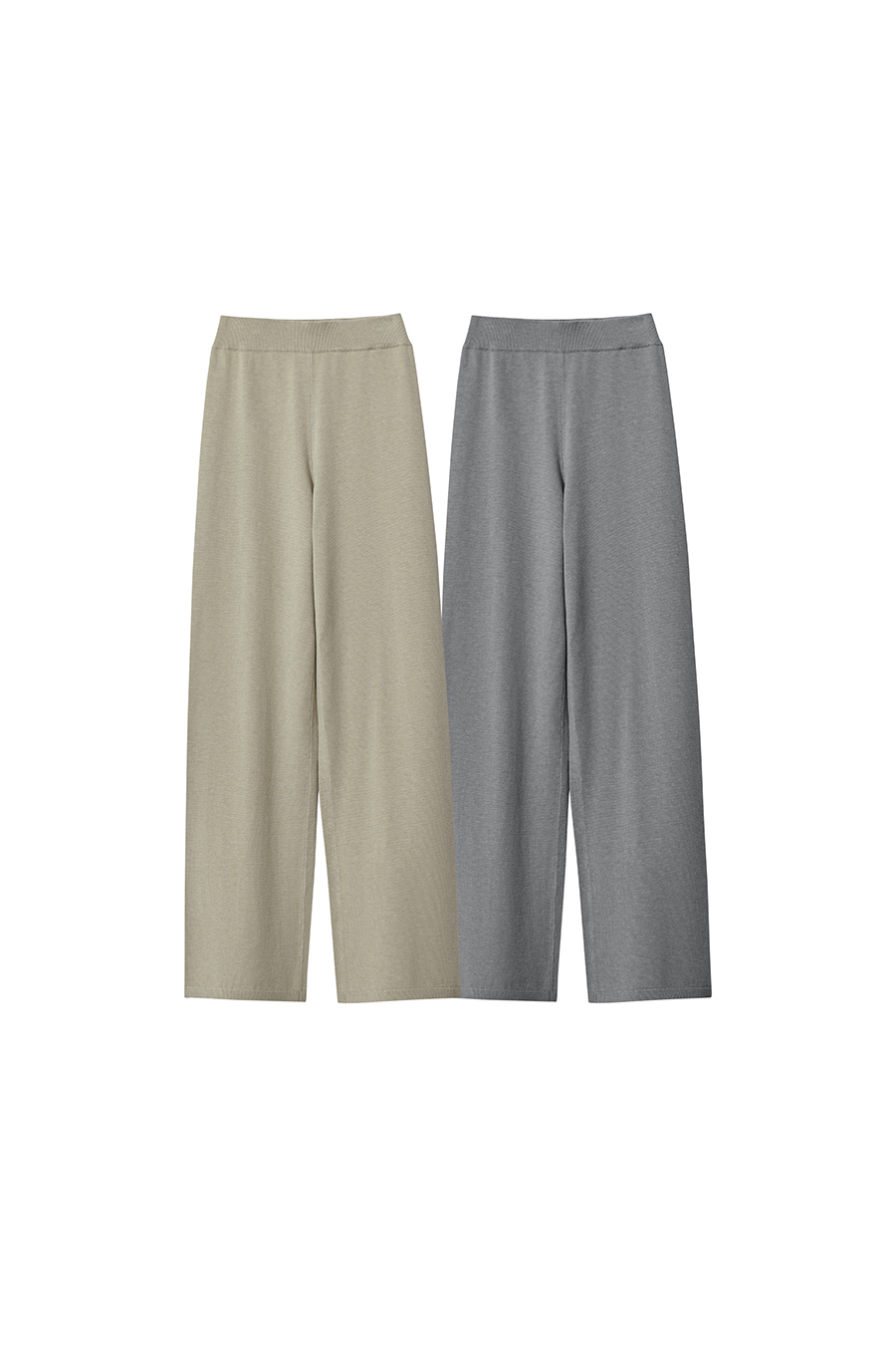 Elastic Waist Knitted Wide - leg Long Pants|AMII-AMII.com