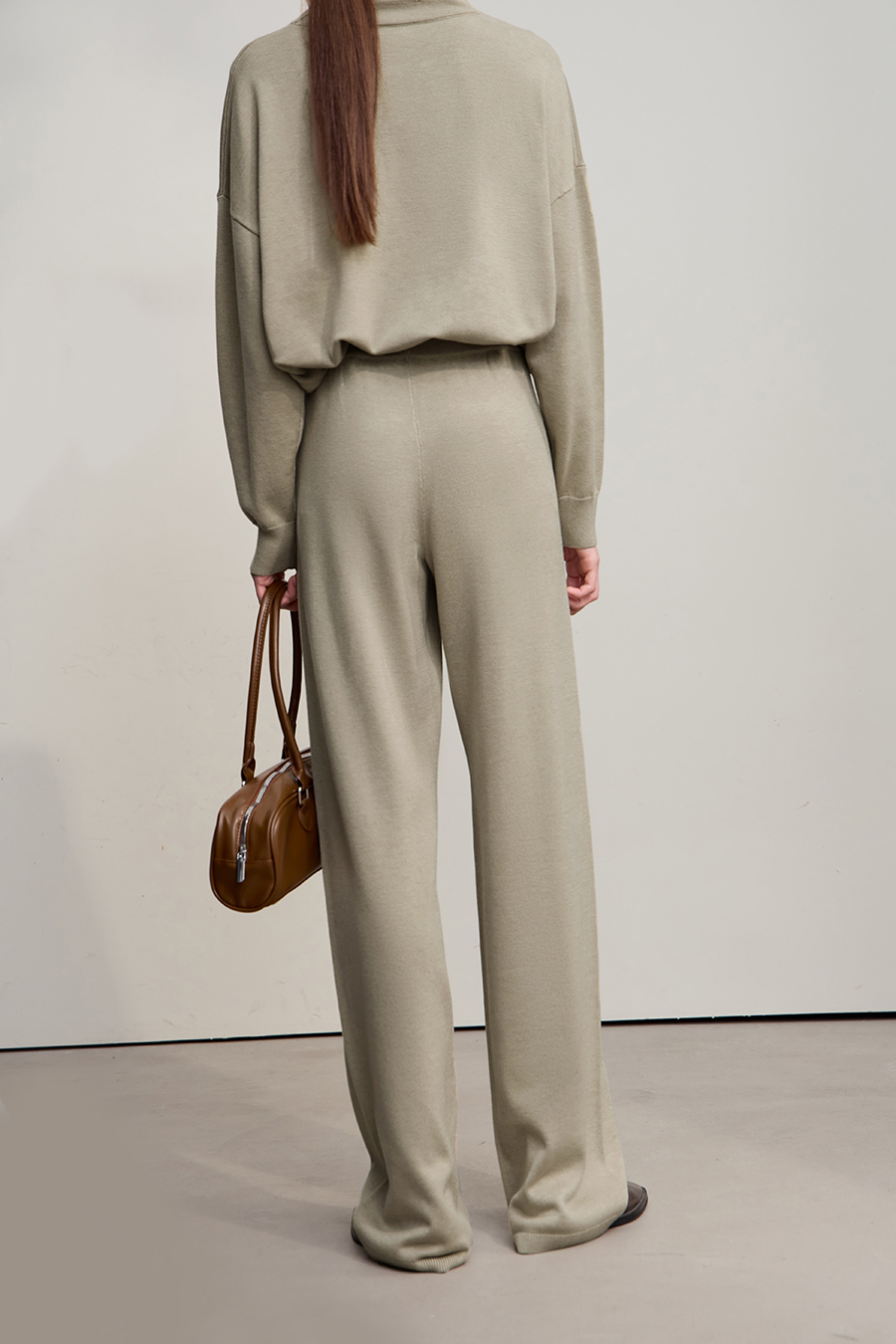 Elastic Waist Knitted Wide - leg Long Pants|AMII-AMII.com