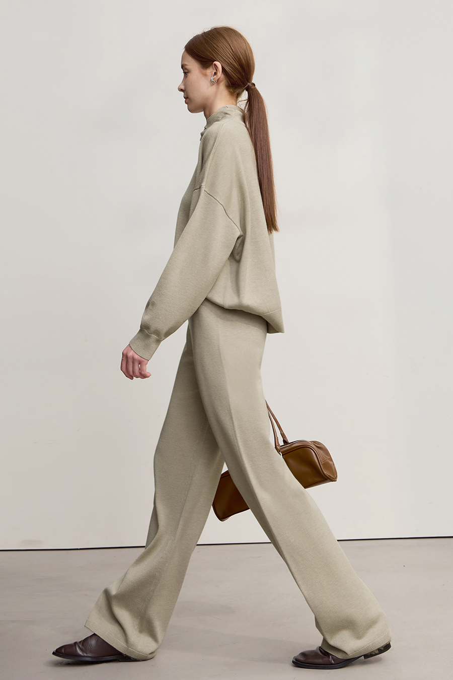 Elastic Waist Knitted Wide - leg Long Pants|AMII-AMII.com