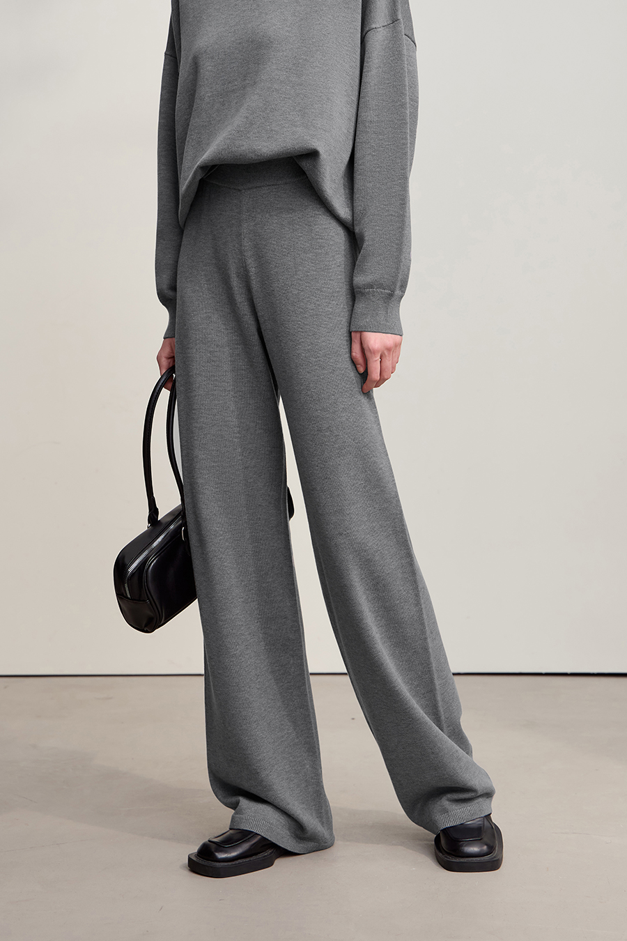 Elastic Waist Knitted Wide - leg Long Pants|AMII-AMII.com