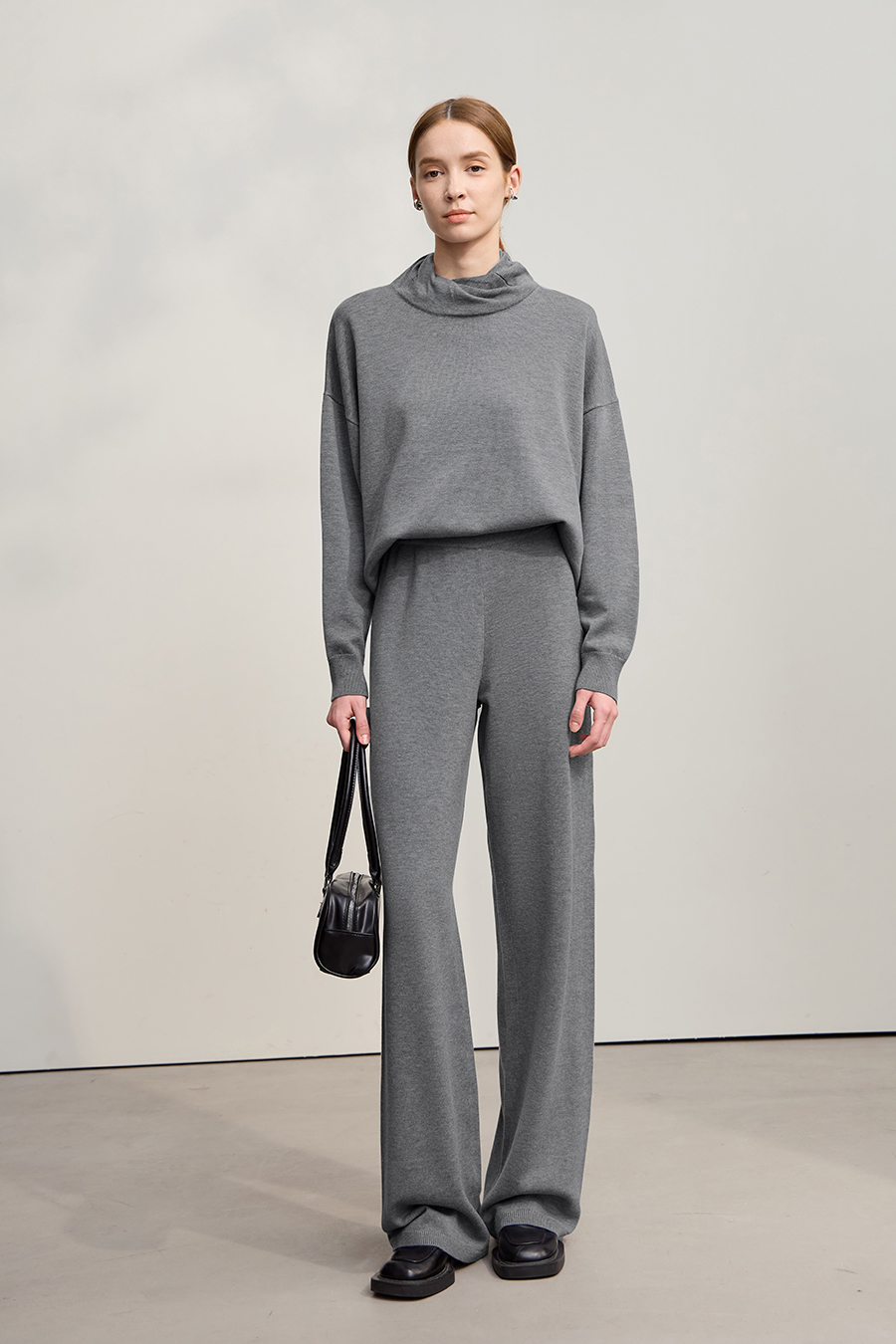 Elastic Waist Knitted Wide - leg Long Pants|AMII-AMII.com