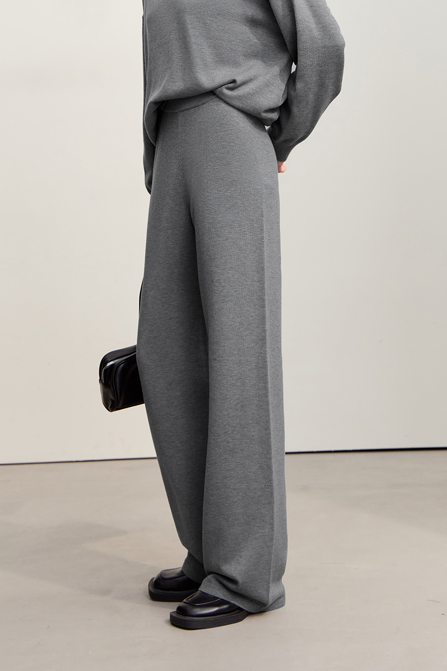 Elastic Waist Knitted Wide - leg Long Pants|AMII-AMII.com