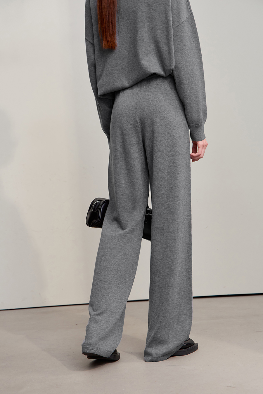 Elastic Waist Knitted Wide - leg Long Pants|AMII-AMII.com