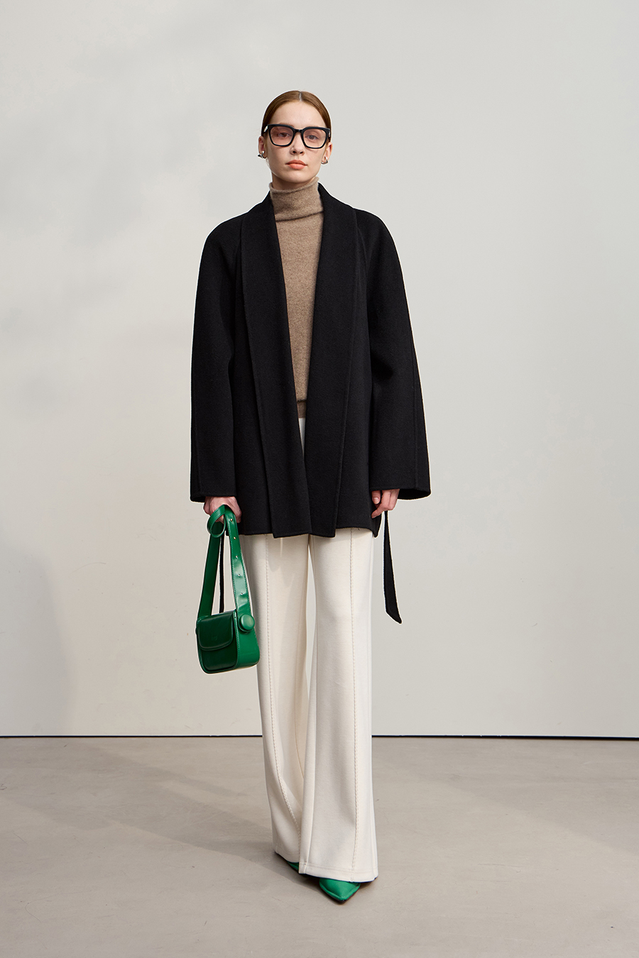 Belted Mid-length Wool Coat