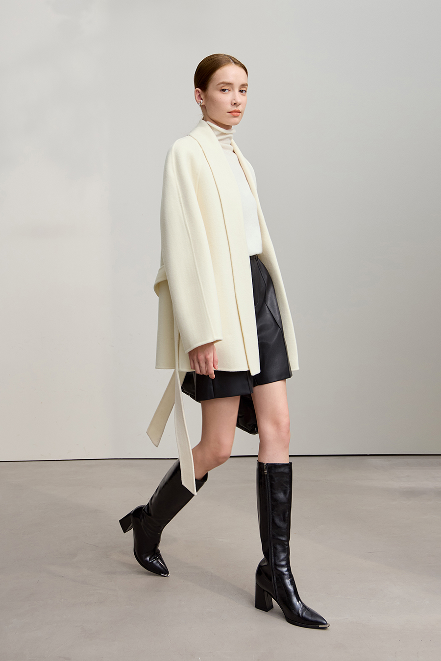Belted Mid-length Wool Coat