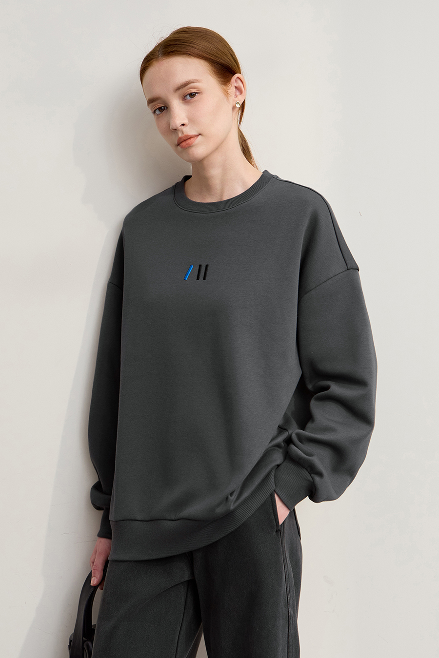 Color Block Embroidered Fleece Hoodie|AMII-AMII.com
