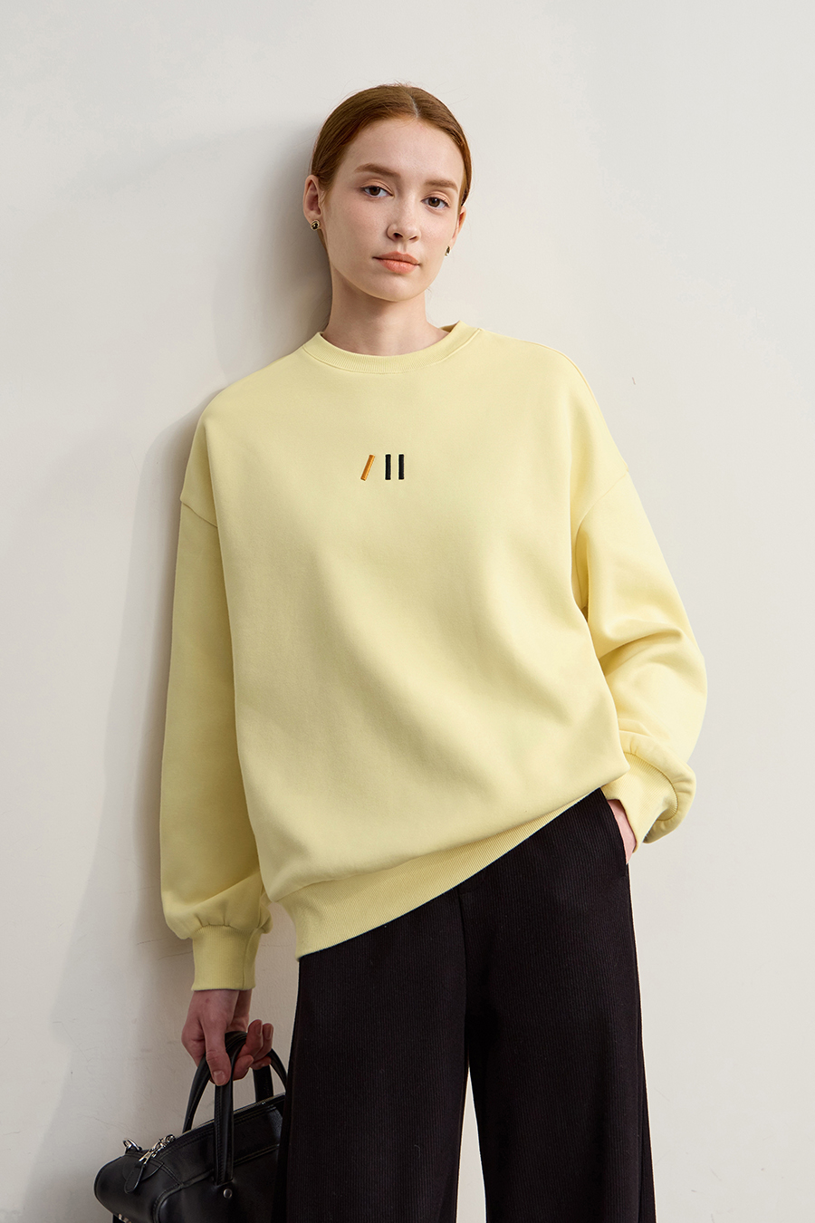 Color Block Embroidered Fleece Hoodie|AMII-AMII.com