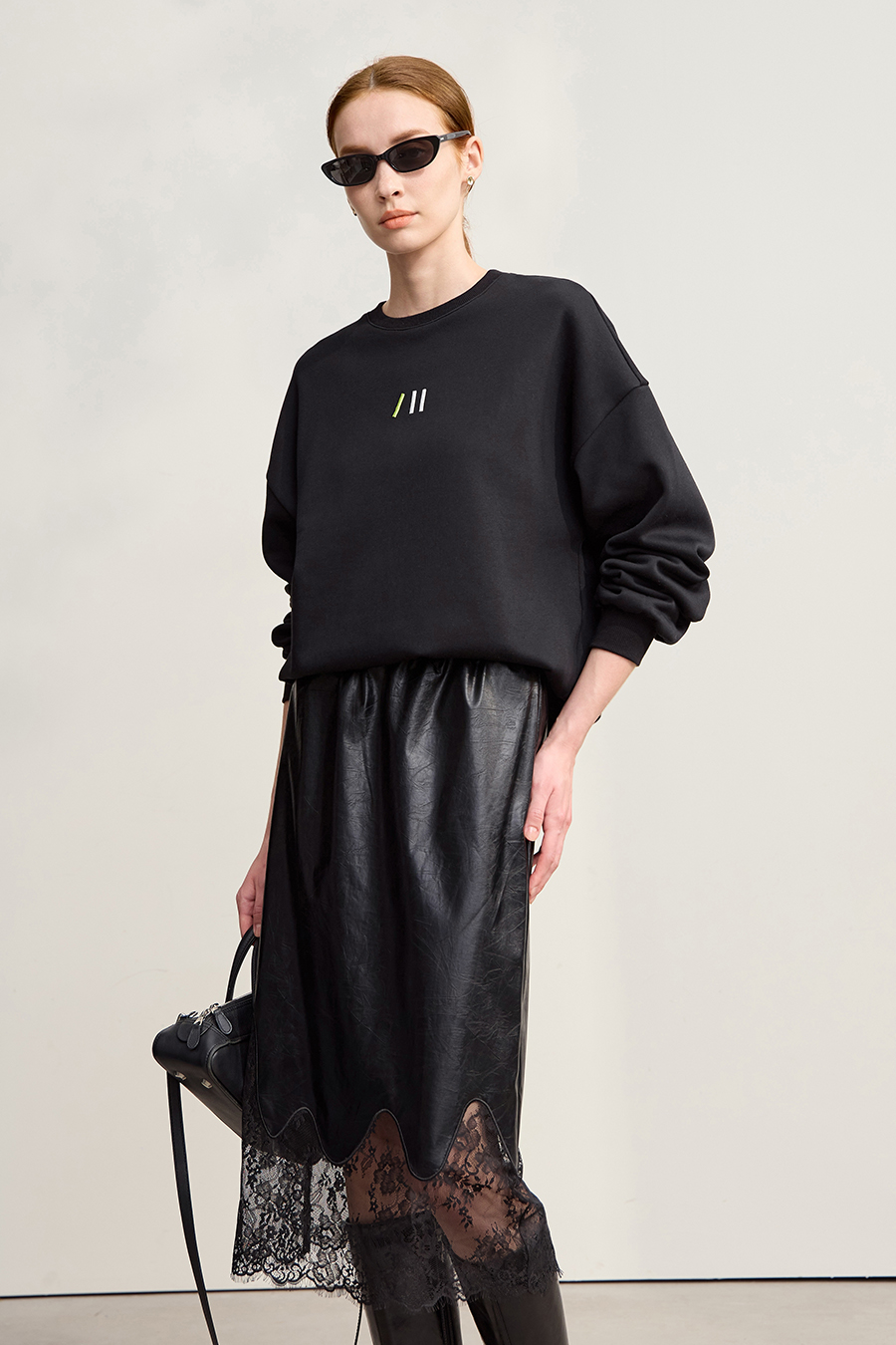 Color Block Embroidered Fleece Hoodie|AMII-AMII.com