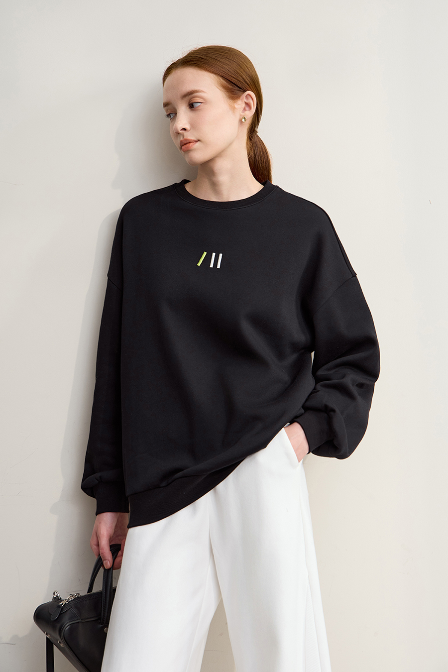 Color Block Embroidered Fleece Hoodie|AMII-AMII.com