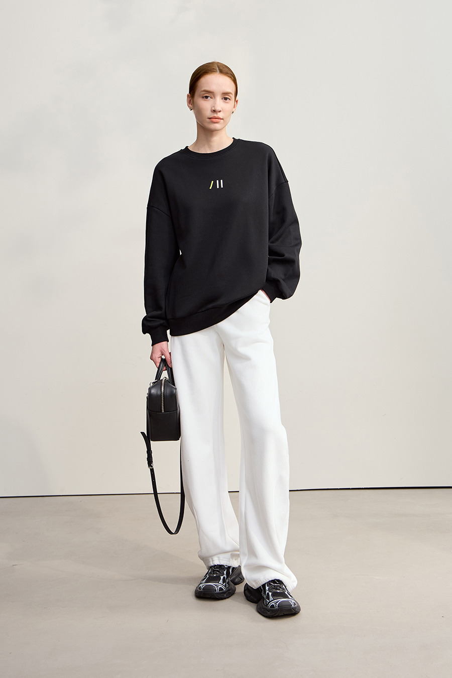 Color Block Embroidered Fleece Hoodie|AMII-AMII.com