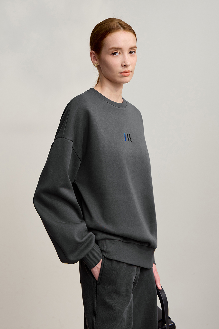 Color Block Embroidered Fleece Hoodie|AMII-AMII.com