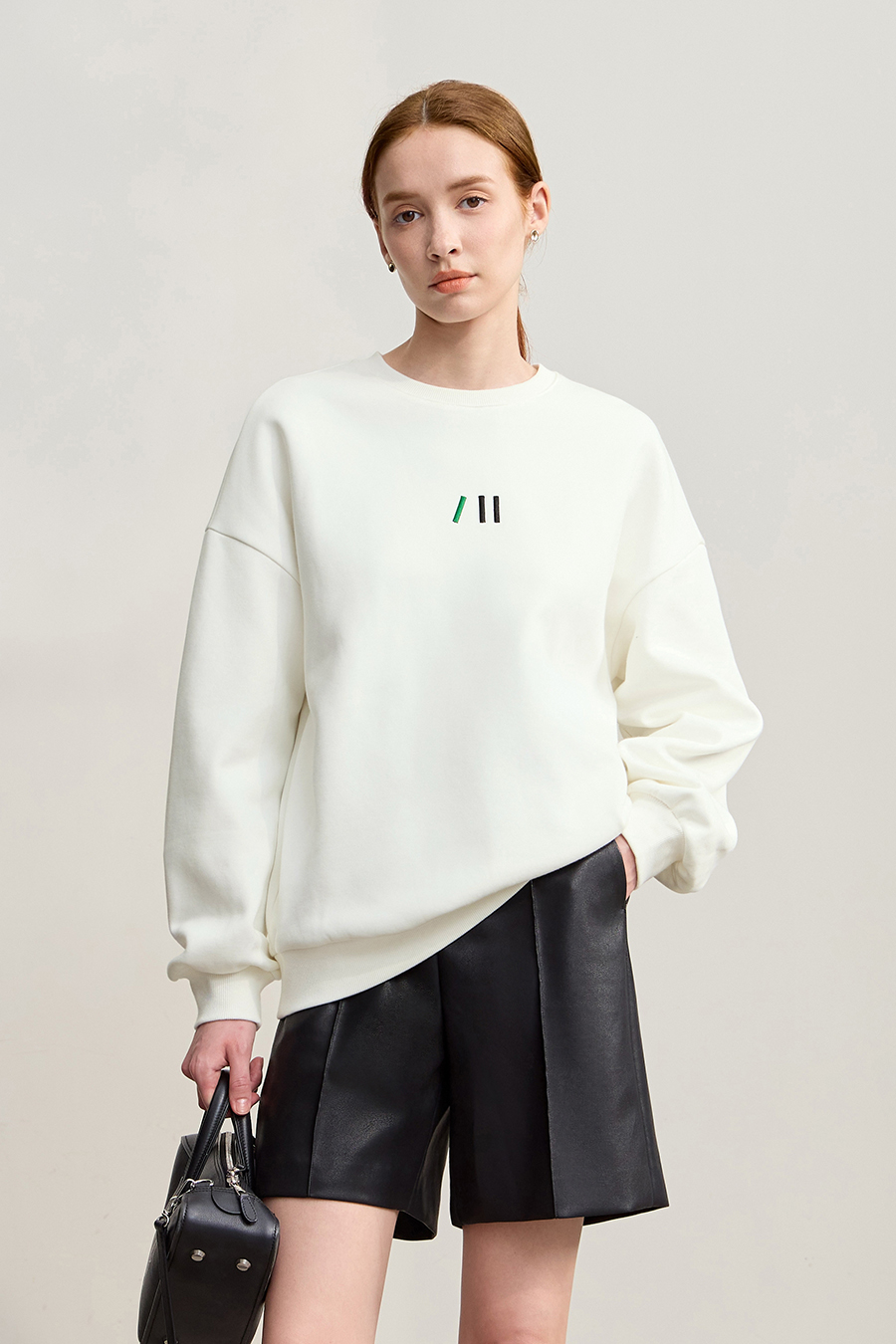 Color Block Embroidered Fleece Hoodie|AMII-AMII.com