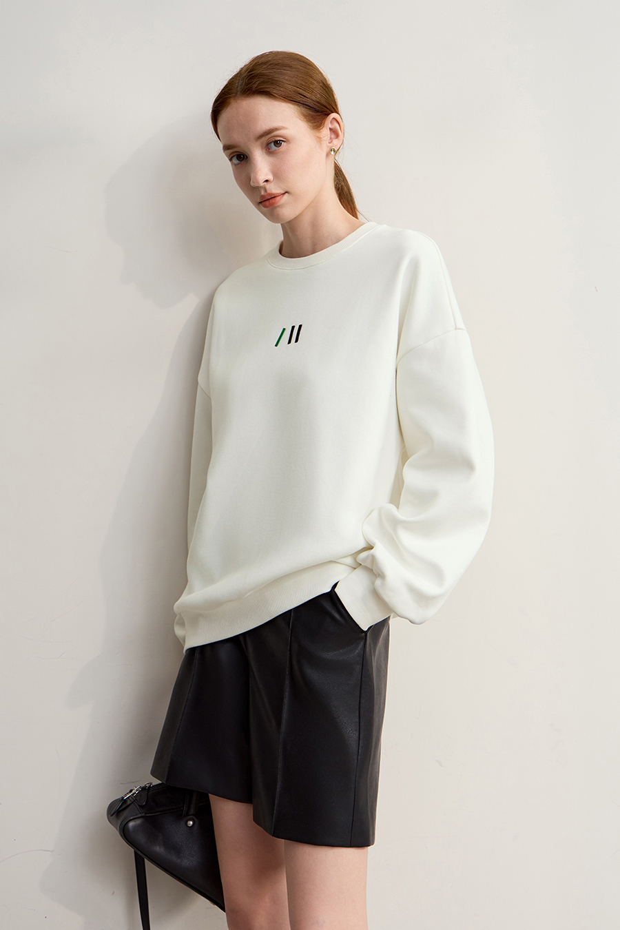 Color Block Embroidered Fleece Hoodie|AMII-AMII.com