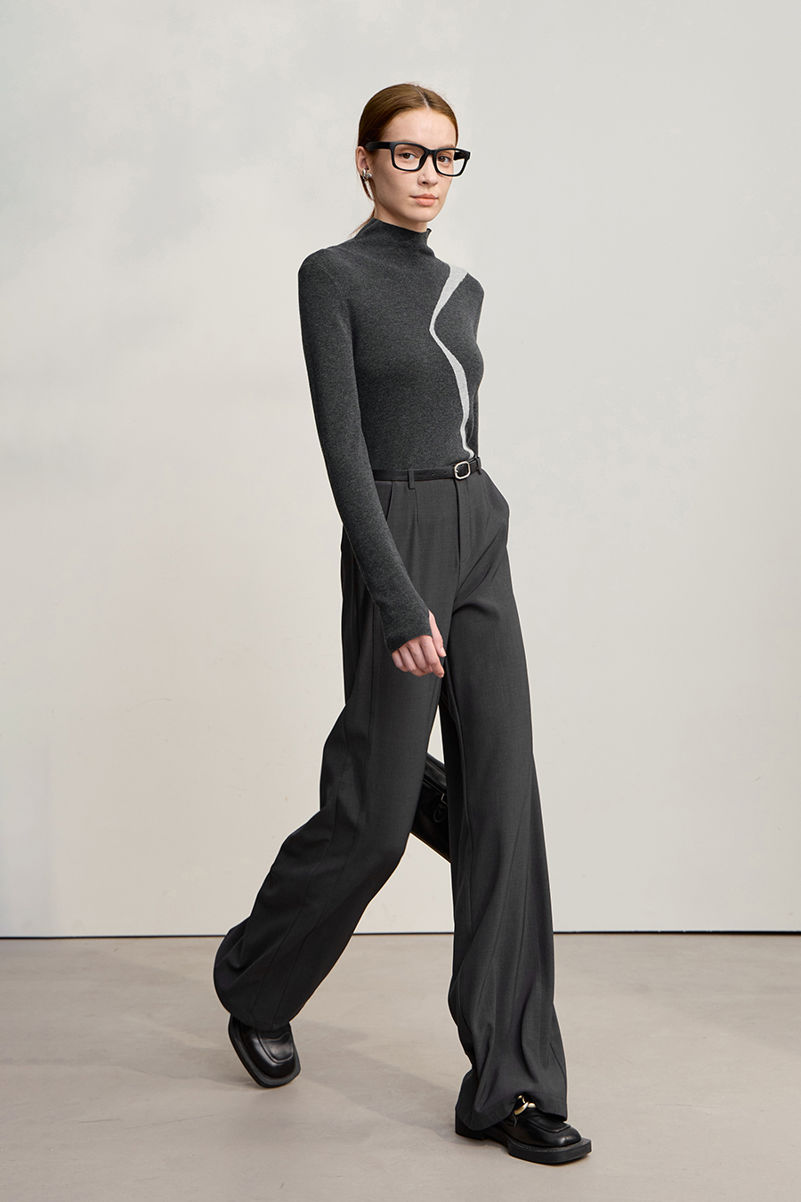 Turtleneck Color Block Slim Fit Sweater|AMII-AMII.com