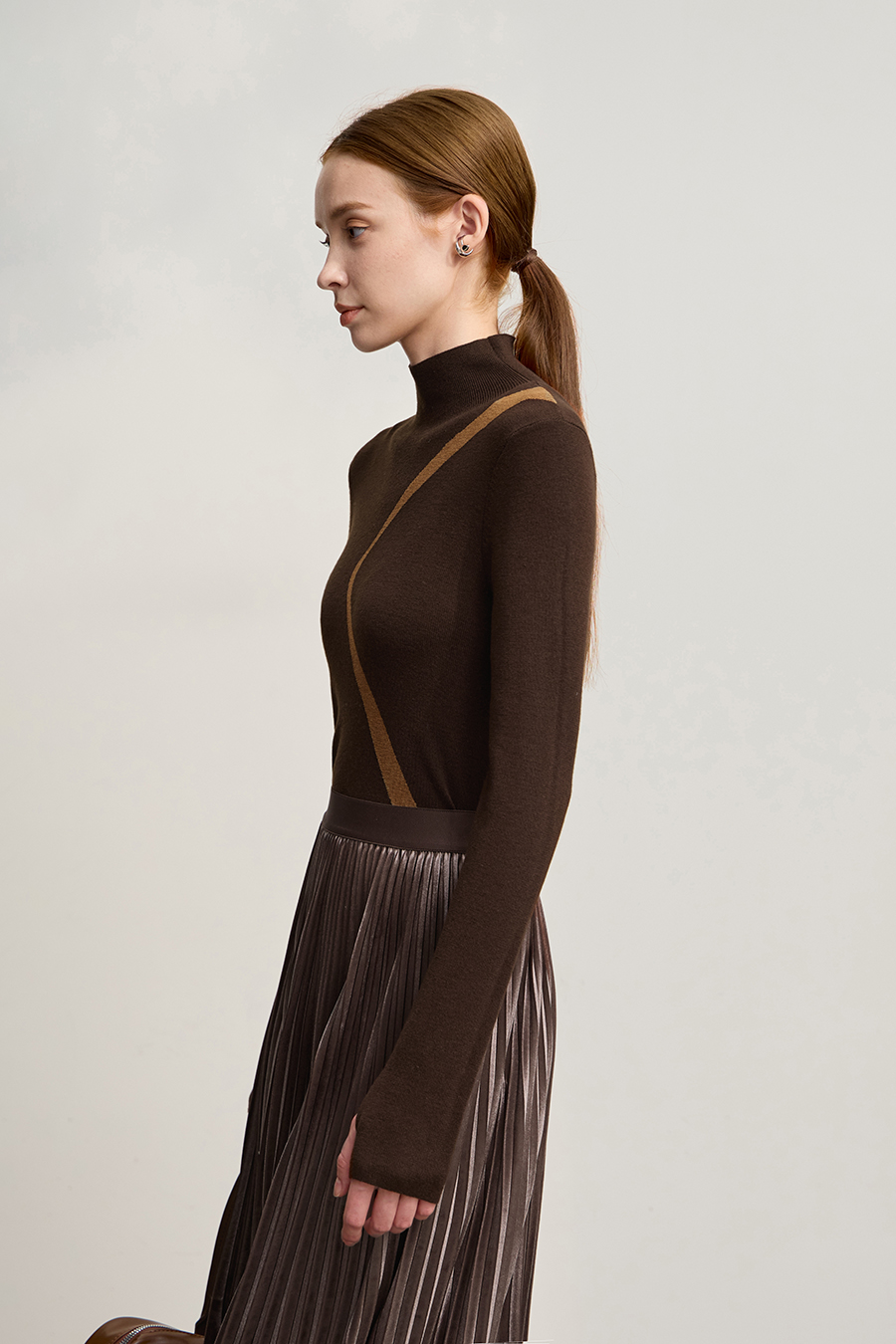 Turtleneck Color Block Slim Fit Sweater|AMII-AMII.com