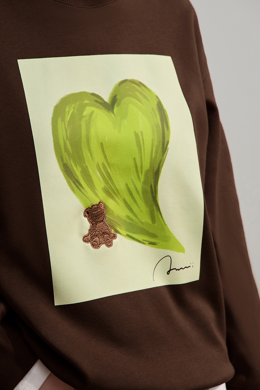 Printed Embroidery Fleece - lined Sweatshirt|AMII-AMII.com