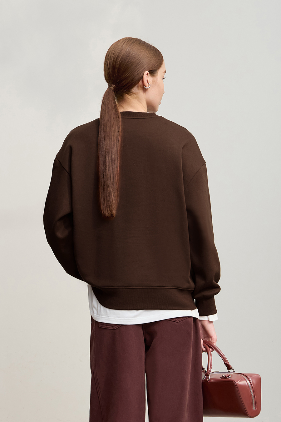 Printed Embroidery Fleece - lined Sweatshirt|AMII-AMII.com