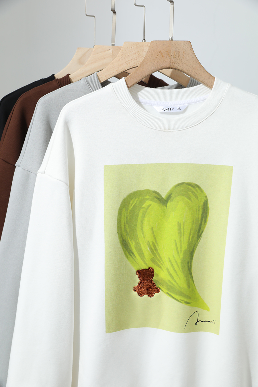 Printed Embroidery Fleece - lined Sweatshirt|AMII-AMII.com