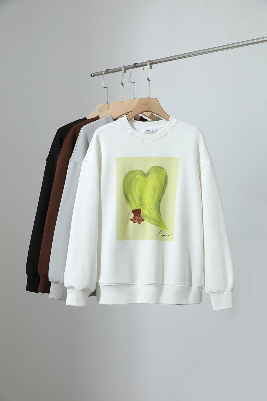 Printed Embroidery Fleece - lined Sweatshirt|AMII-AMII.com