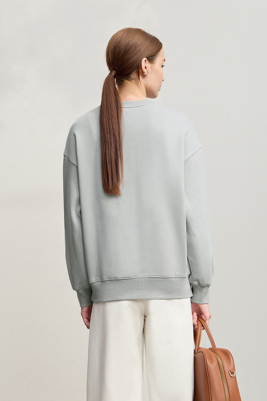Printed Embroidery Fleece - lined Sweatshirt|AMII-AMII.com