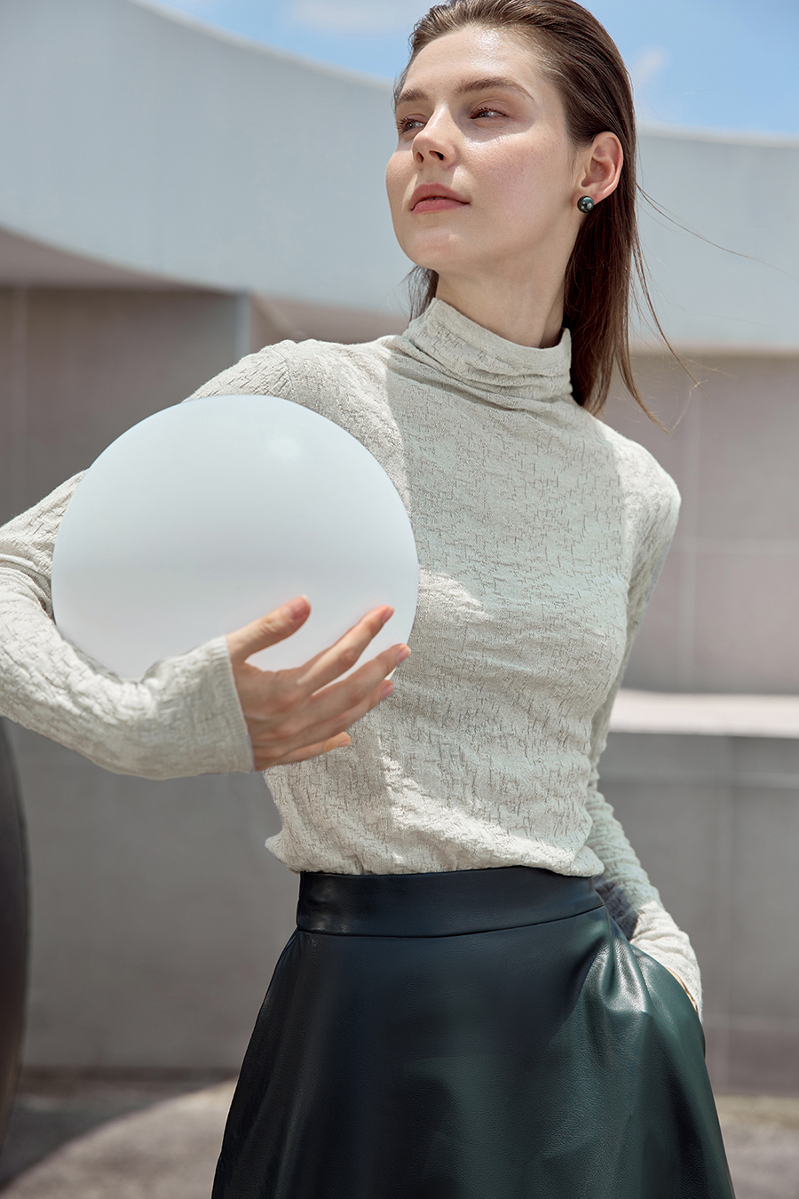 Slouchy High Neck Slim Sweater|AMII-AMII.com