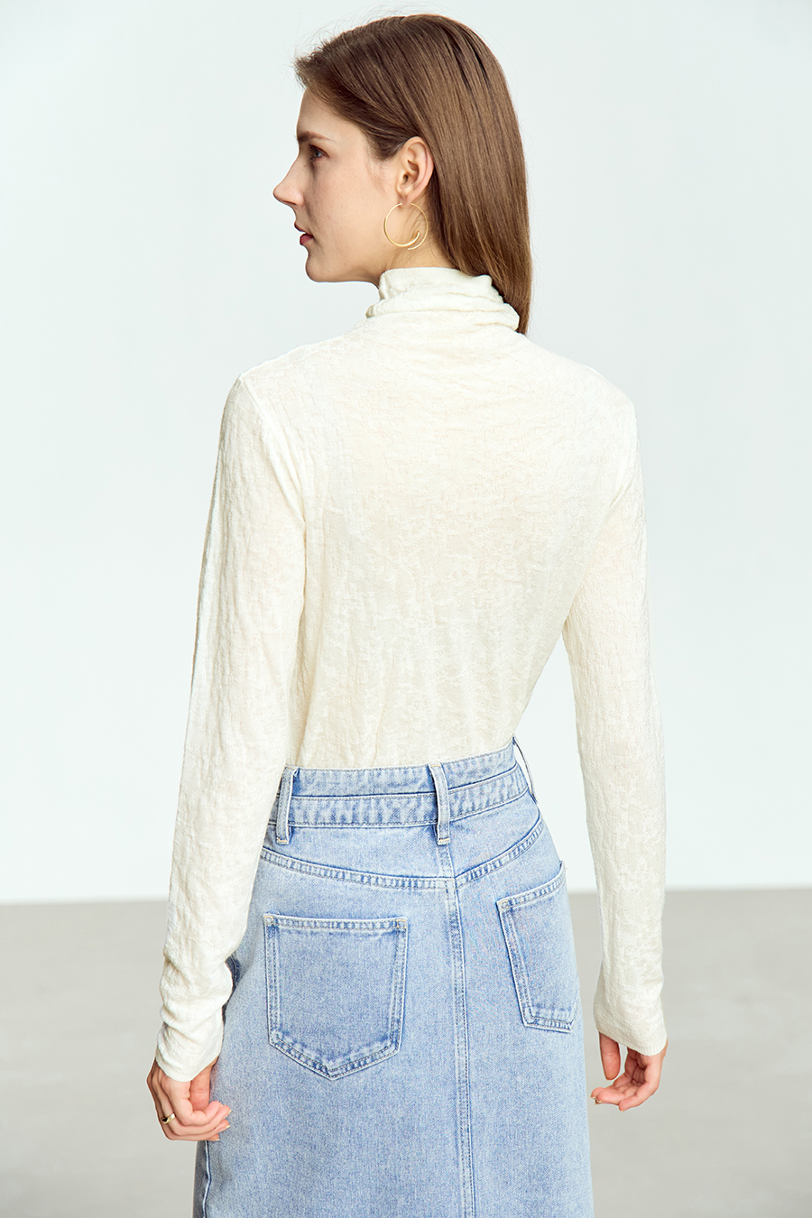 Slouchy High Neck Slim Sweater|AMII-AMII.com